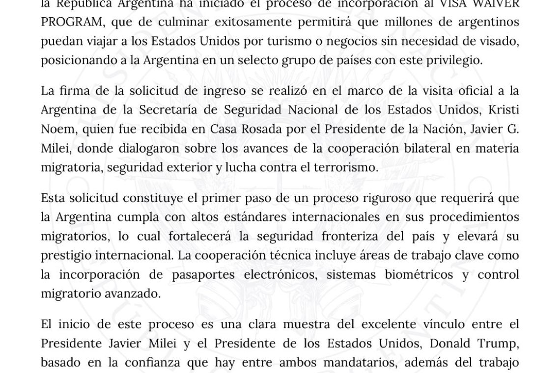 Visa abierta para los Argentinos en Estados Unidos